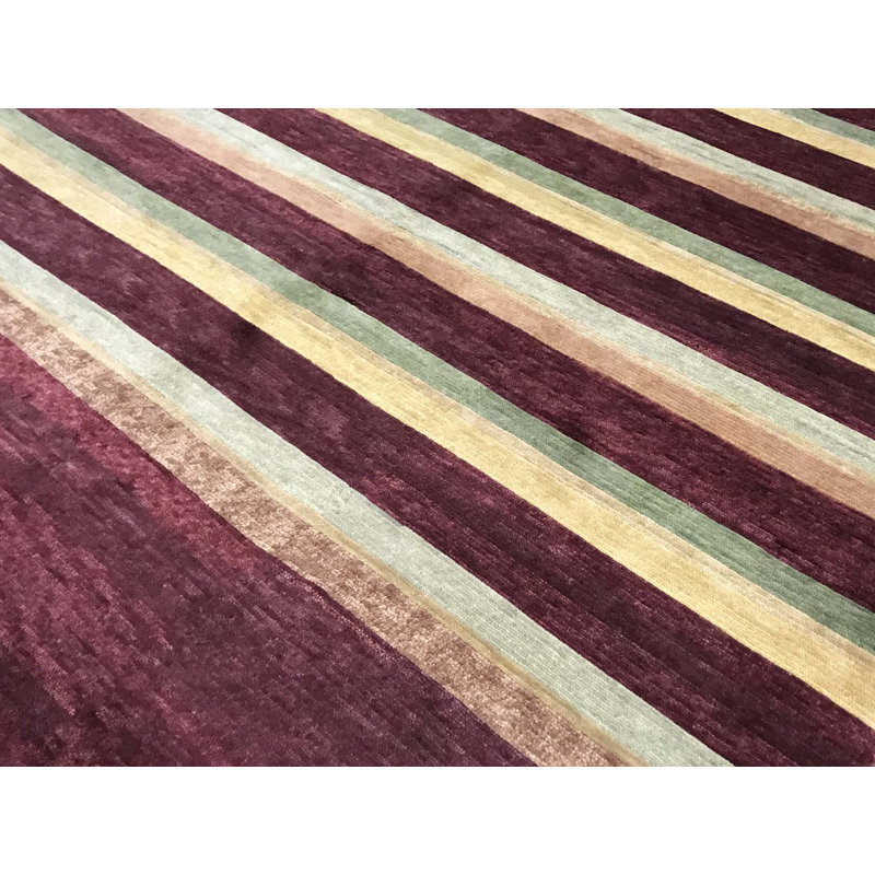 Tapis mauve et beige de haute qualité noué à la main