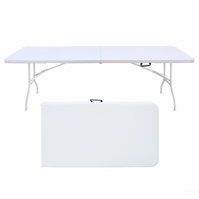Table pliante de 8 pi, table en plastique portative pour le camping, pique-niques, fêtes, table pliable à charge élevée