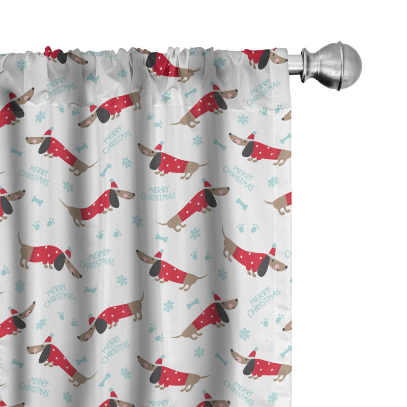 Dachshund Semi-Sheer Rod Pocket Curtain Panels, 28" x 84"
