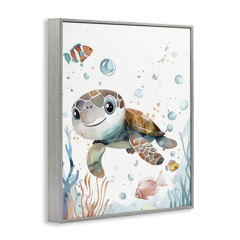 «Sourire bébé tortue», estampe numérique par Franklyn Gregory, H 30 po x l 24 po, Gris