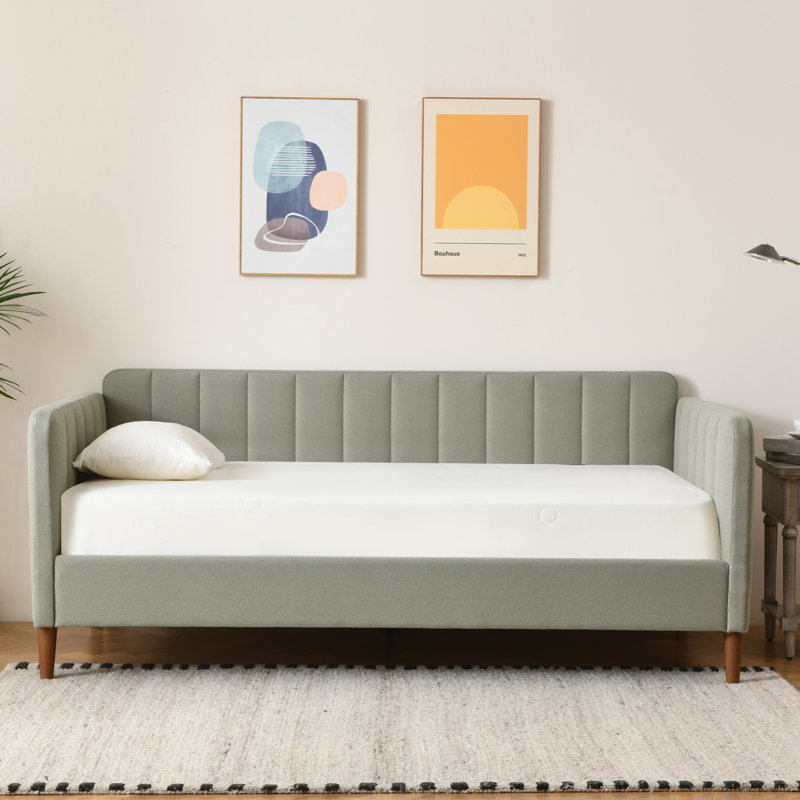 Upholstered Linen Twill Daybed, Light Green