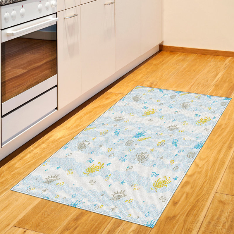 Tapis décoratif maritime à haute densité de fibres longues en polyester, Rectangle 2 pi 7 po x 5 pi