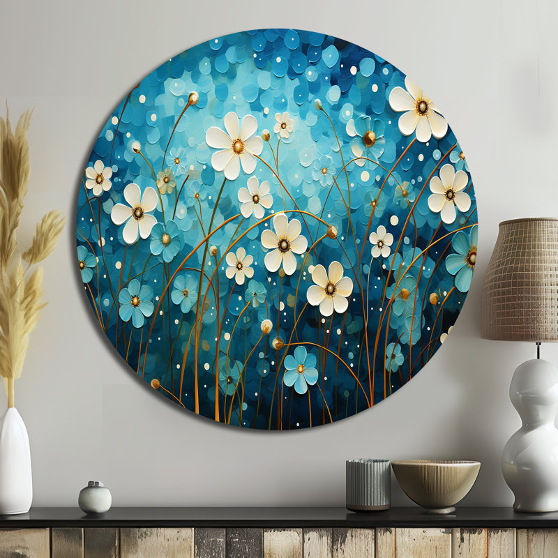 «Goggins Turquoise Tranquility» - paysages, impressions sur métal rondes, H 16 po x l 16 po
