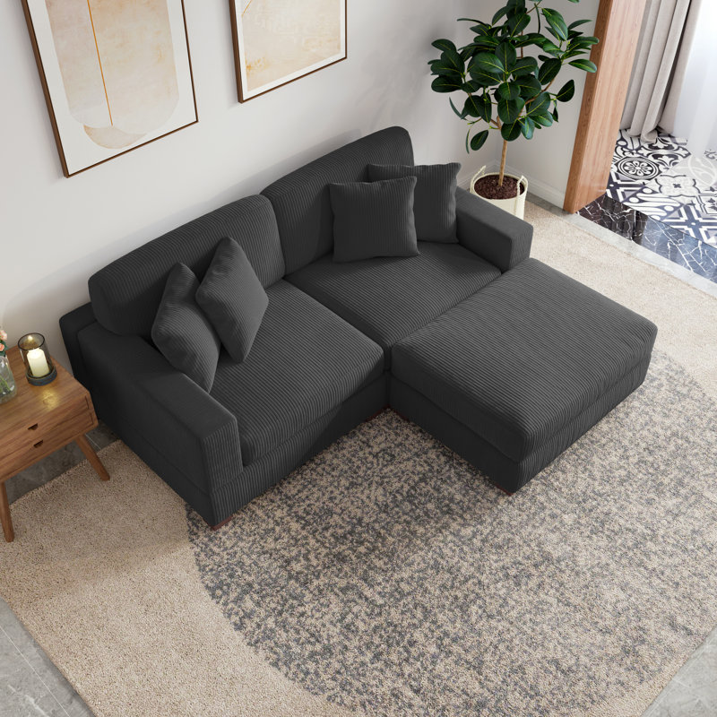 Milbrey Reversible Modular Corner Sofa, 84.6cm H x 210.1cm W x 178.6cm D, Grey