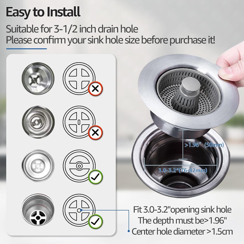 3 In 1 Kitchen Sink Drain Strainer And Stopper