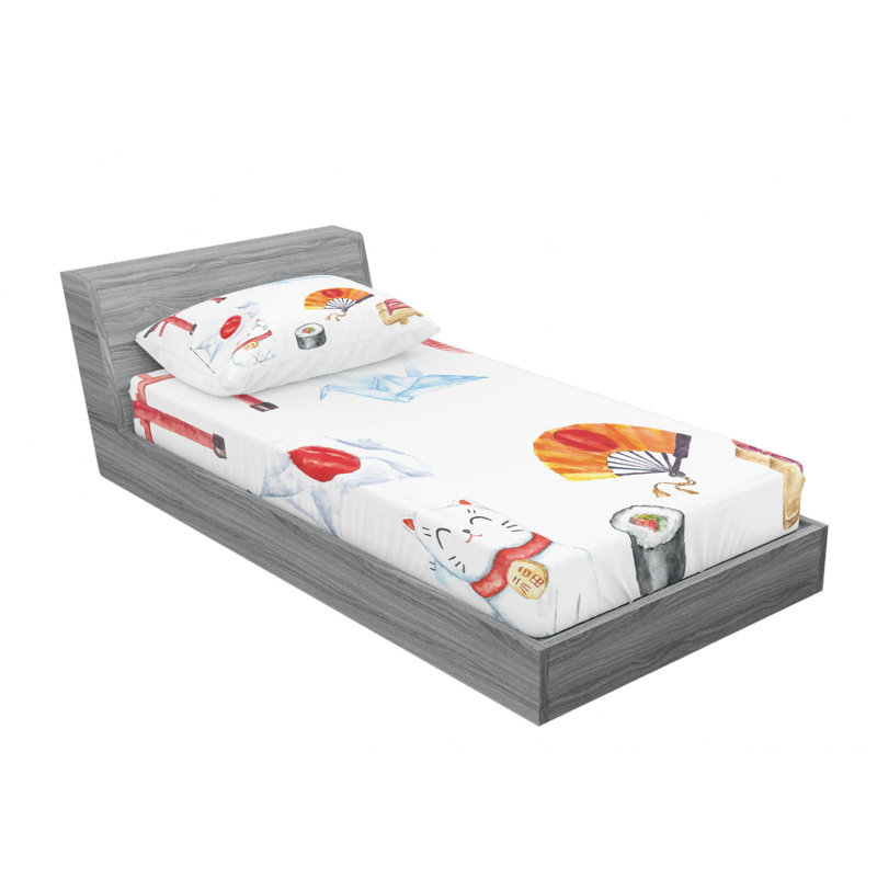 Ensemble de draps abstraits dessinés à la main, Ensemble de draps pour lit simple TG avec drap-hou