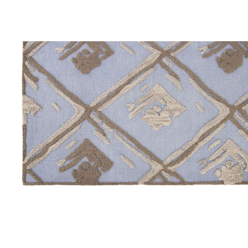 Tapis bleu / brun en laine fabriqué à la main Foundry Select, Rectangle 7 pi 6 po x 9 pi 6 po