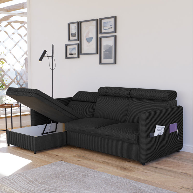 3 Seater Sofa Bed, Black
