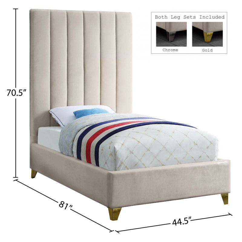 Lit plateforme tapissier Sibert, Simple, Velours crème