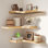 Ensemble de 3 tablettes de coin flottantes, tablette murale en bois massif, tablettes flottantes pour le rangement de la chambre à coucher, de la cuisine, de la salle de bain et du salon (lumière brûlée)