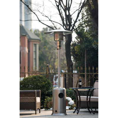 Chauffe-terrasse 47 000 avec roues portatives, chauffe-eau extérieur au gaz de 88 pouces, brûleur en acier inoxydable, pour la fête, le jardin - apparence extérieure, propane, fête et couleur