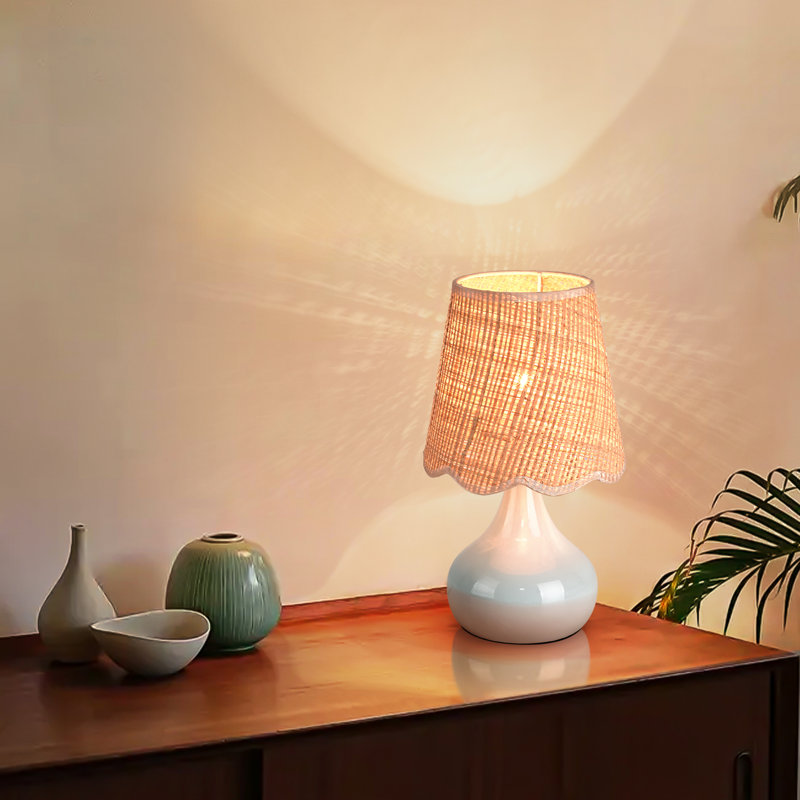 Petite lampe de table Austun, Métal métal, Bleu, Bouton-poussoir