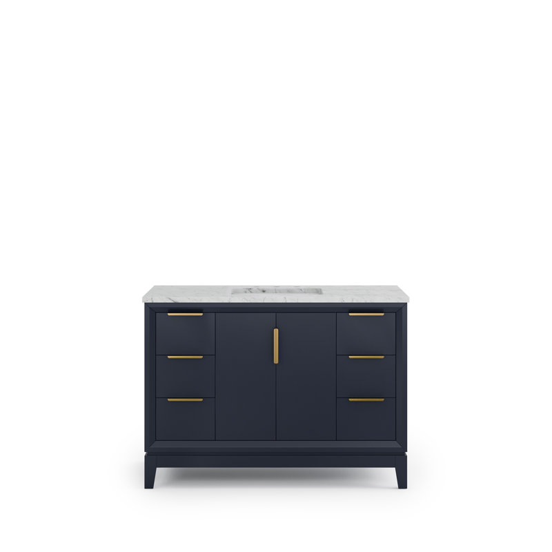 Elizabeth 48" Single Bathroom Vanity Set with Mirror, Monarch Blue, Gold 