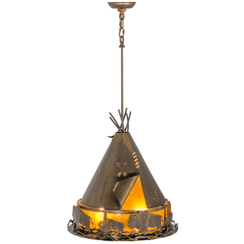 Rustic Lodge 4 - Light Pendant, 69" H x 20" W x 20" D, Antique Copper