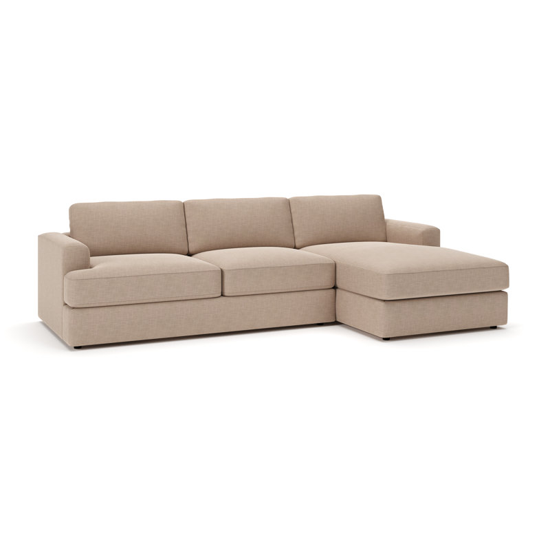 Cayden 2-Piece Upholstered Sectional, Conversation Linen Basketweave, Right Hand Facing