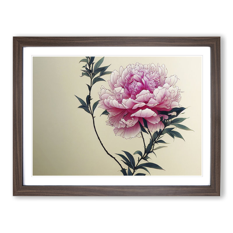 Intriguing Peony Flowers - Framed Print, 46cm H x 64cm W x 2cm D, Walnut