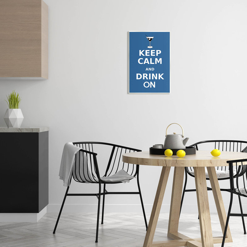 «Keep Calm & Drink On Martini», art mural sur toile par Marcus Jules, H 19 po x l 13 po x P 0,5 po, Bois