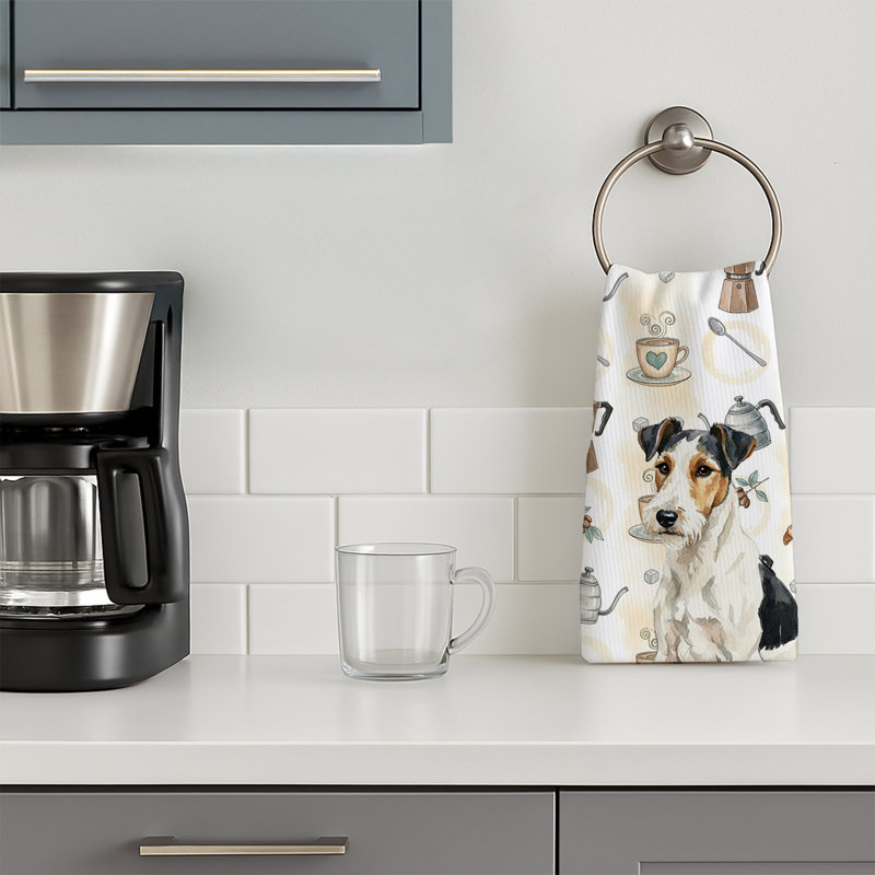Smooth Fox Terrier Coffee Bar Kitchen Towel, Smooth Fox Terrier