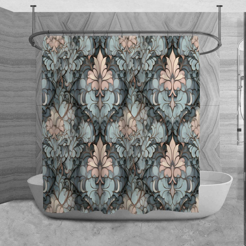 Tapis de bain gothique bleu, H 84 po x l 70 po