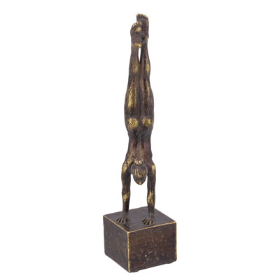 Sculpture de gymnaste en bronze antique 2,5 x 2,5 x 11 po