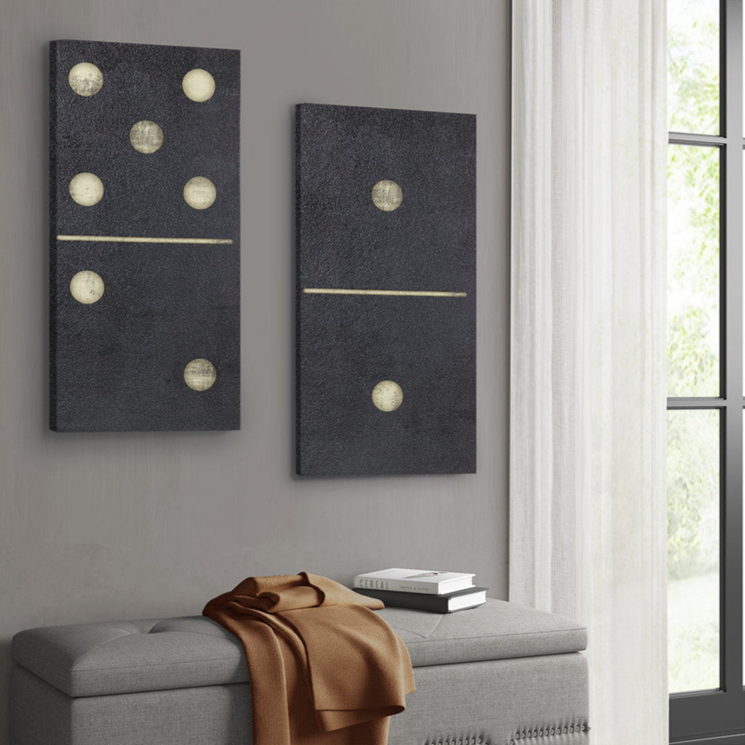 " Two Black Dominos " 2 - Pieces