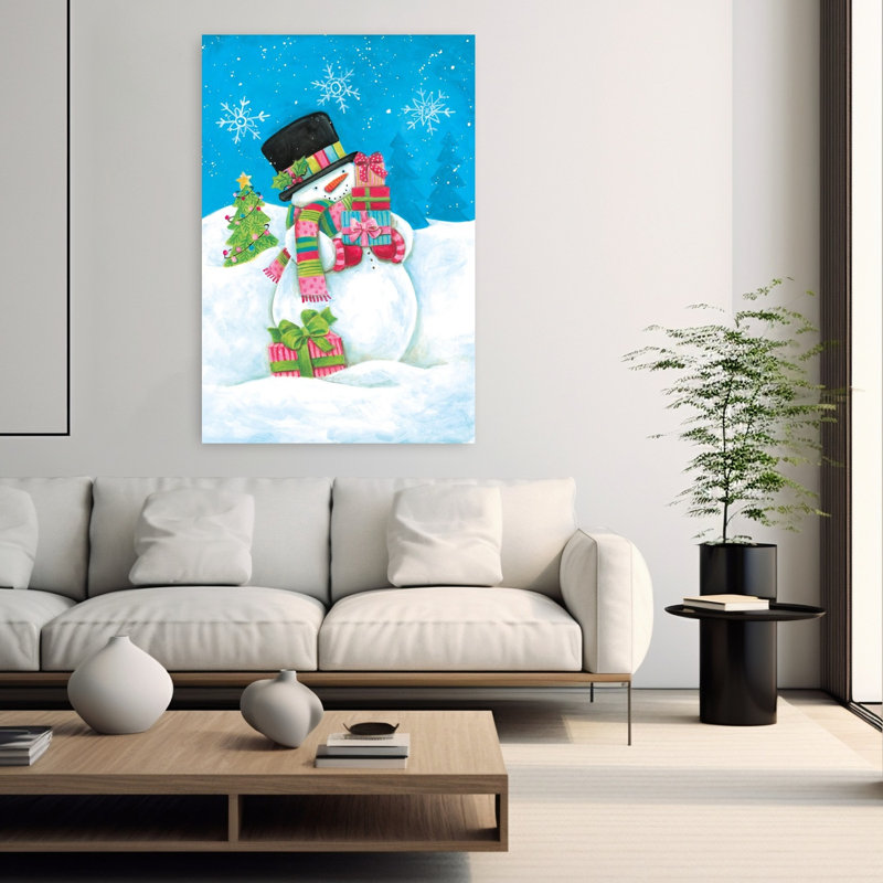 «Christmas Presents Snowman Abstract Contemporary Christmas Tree Winter Landscape Art», H 60 po x l 40 po
