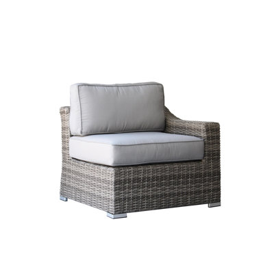 Fauteuil modulaire en osier gris avec coussins Oléfine Miami