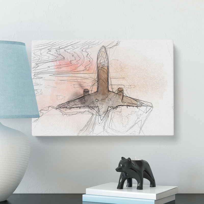 Airplane Lost in the Sky in Abstract - Wrapped Canvas, 40cm H x 60cm W x 3cm D