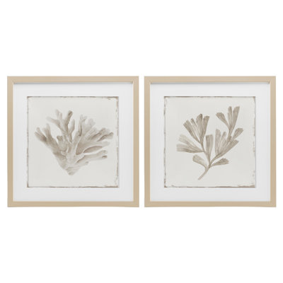Ensemble de 2 impressions encadrées sous verre Beige Coral Drift, design par Lily K.