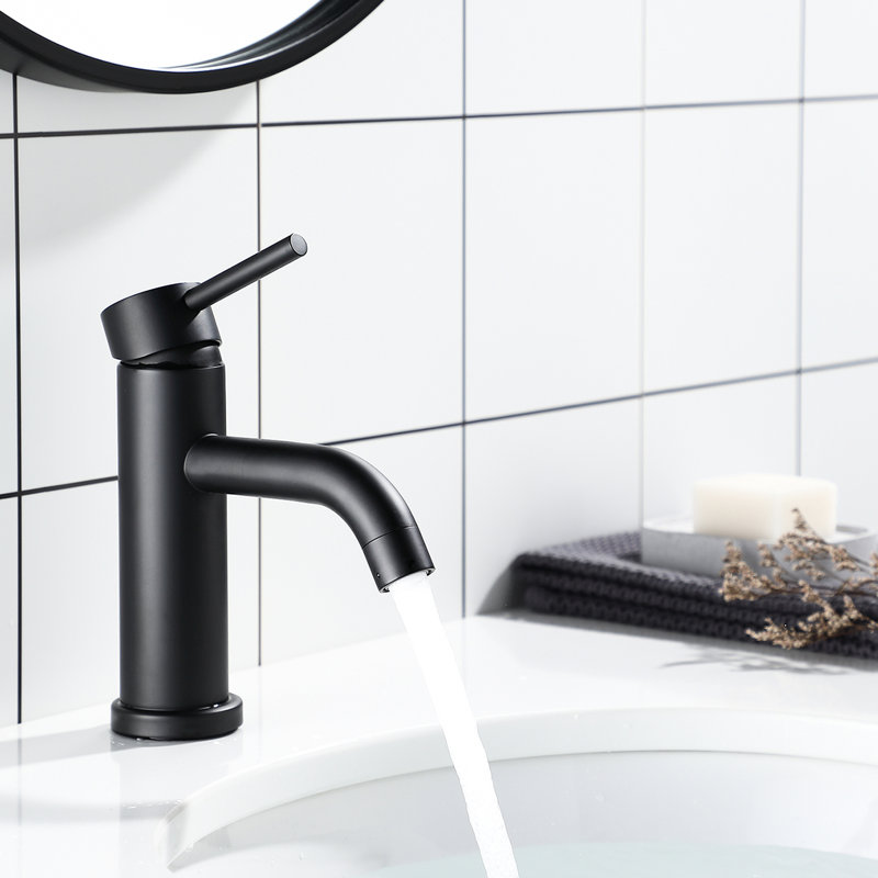 6.62" High Stainless Steel Single Hole Waterfall Faucet Matte Black Compliant Setup Aerated Flow Single Control For Fashionable Bathrooms Design Elegant