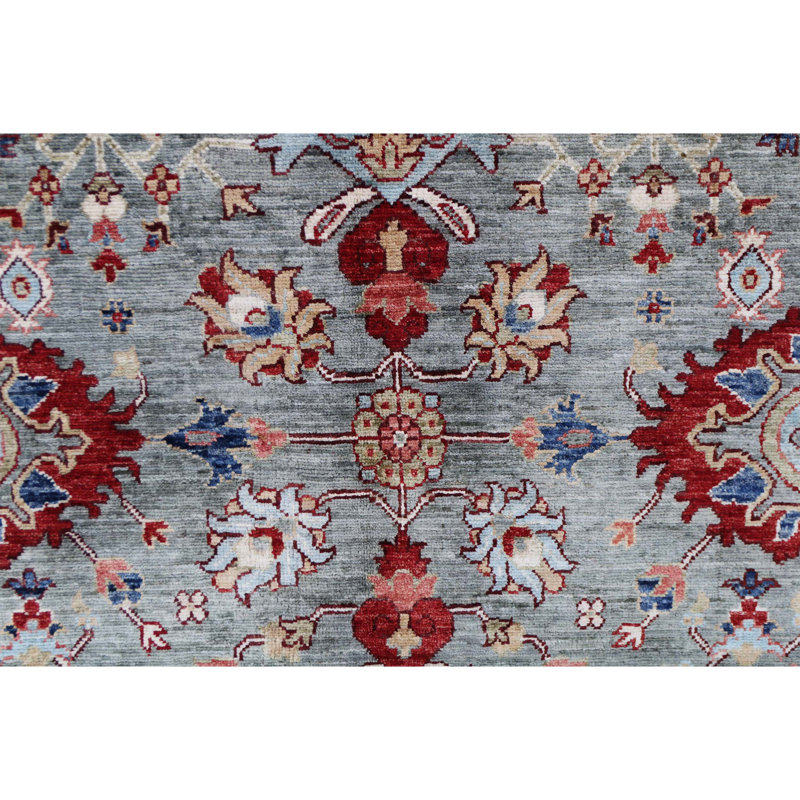 High-Quality Hand-Knotted Green Area Rug