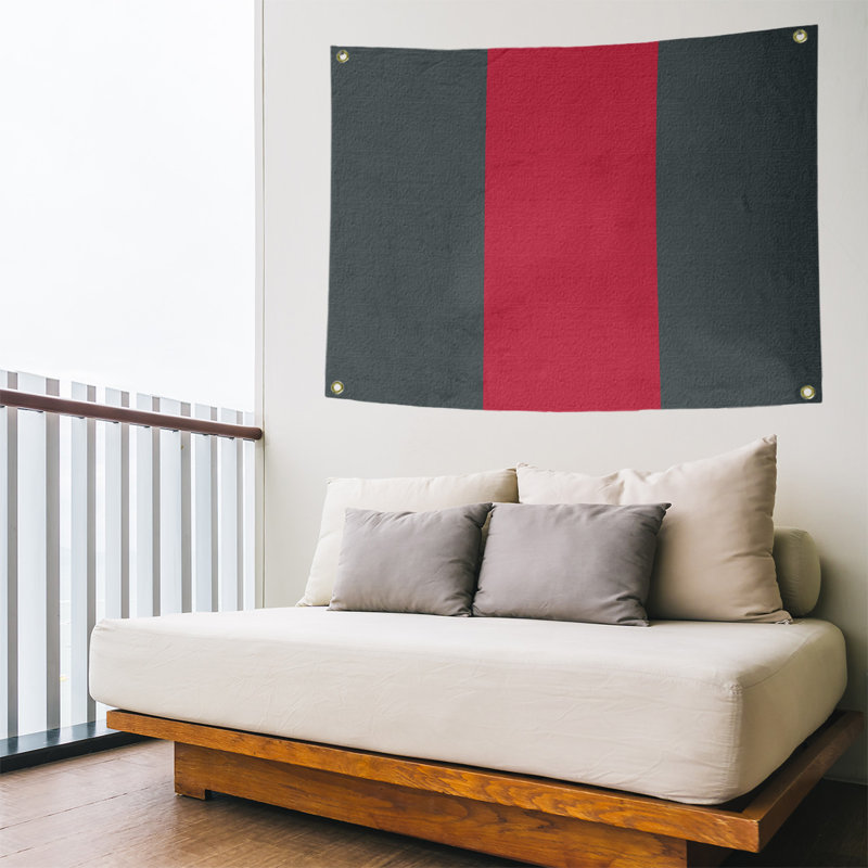 Tapisserie de polyester Las Vegas, H 50 po x l 59 po x P 1 po, Gris acier / rouge / gris acier