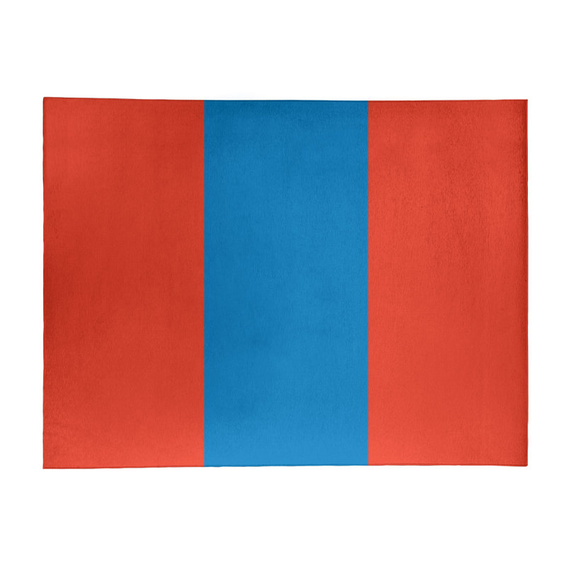 Tapis orange/bleu rayé, Rectangle 9 pi x 12 pi