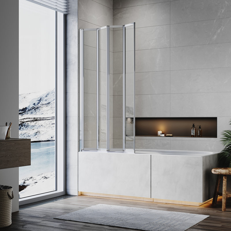 Balwan 20320mm 2032mm W x 3556mm H Hinged Framed Tub Door with Clear Glass