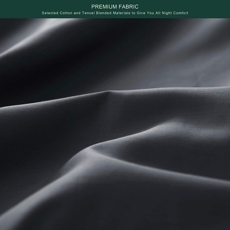 Taie d'oreiller en satin de coton à densité de tissage 1600 fils, Gris foncé, Très grand