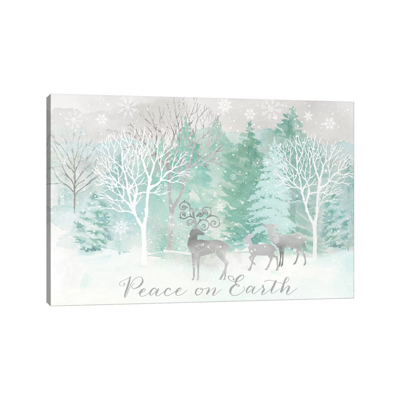 Paix sur terre, paysage argenté par Cynthia Coulter - impression sur toile tendue, H 18 po x l 26 po x P 1,5 po