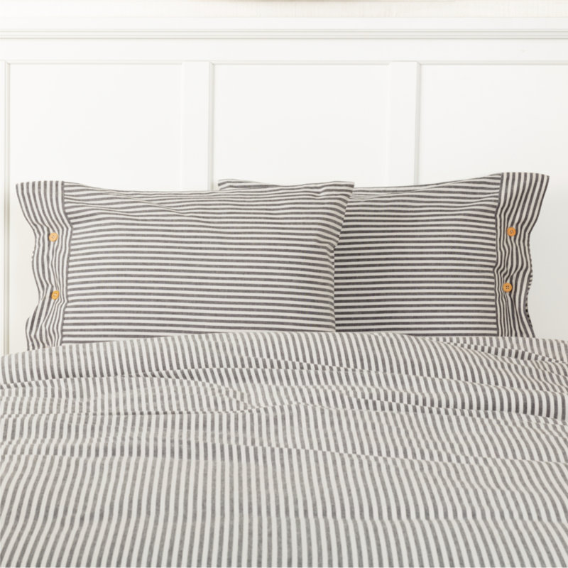 Taie décorative standard Farmhouse, Gris à rayures