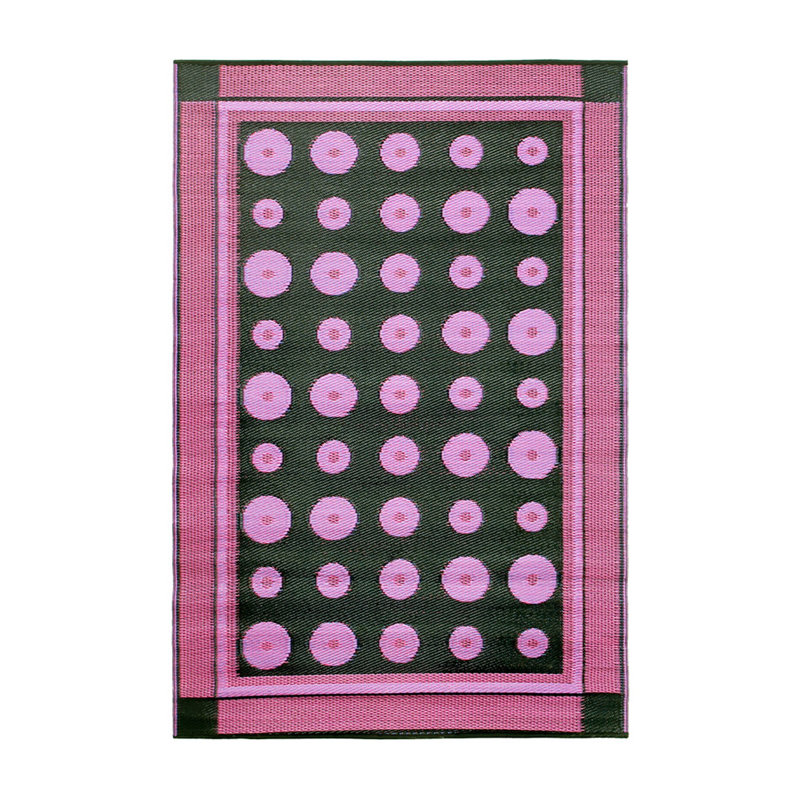 Berry and Black Rectangular Synthetic Reversible 4' x 6' Area Rug