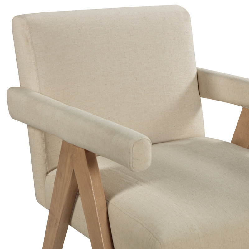 Helen Upholstered Accent Chair, Cream, Chestnut