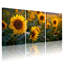Ensemble de 3 tableaux sur toile représentant un champ de tournesols, pour la décoration du salon-734735510
