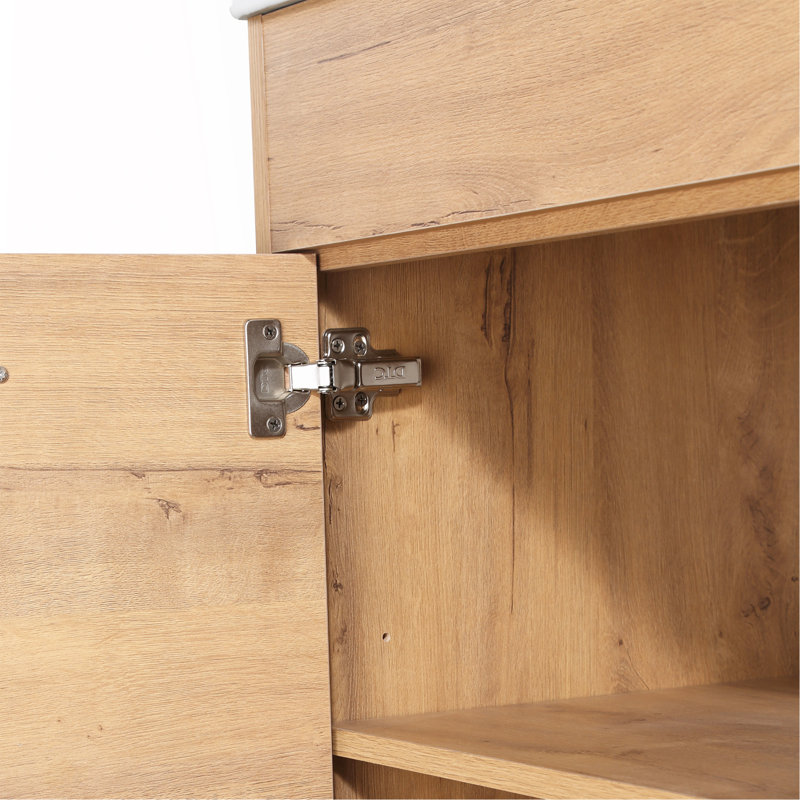 Meuble-lavabo autoportant avec conversion flottante optionnelle pour une utilisation accrue de l'espace, Imitation chêne