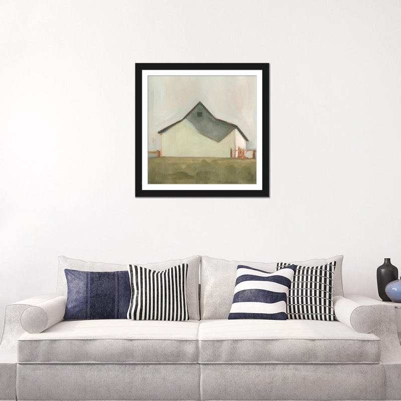 « serene grange v », reproduction sur toile, Papier d'art encadré noir, H 24 po x l 24 po x P 1 po, Blanc