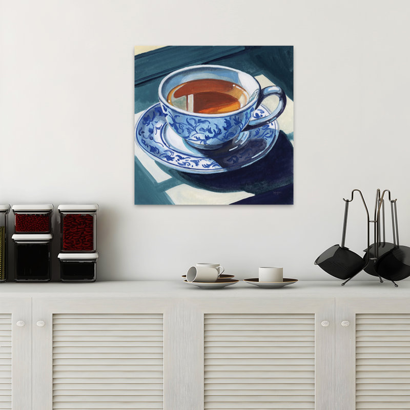 Chinoiserie Tea Time, art contemporain, H 18 po x l 18 po