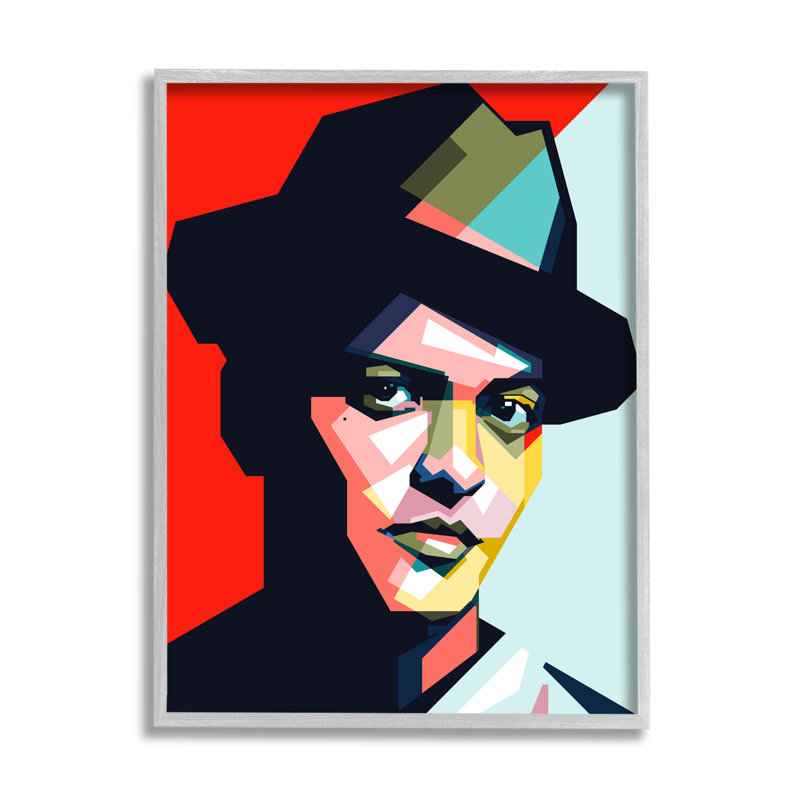 «Bruno Mars Modern Pop Portrait Abstract Geometric Pattern», H 14 po x l 11 po x P 1,5 po
