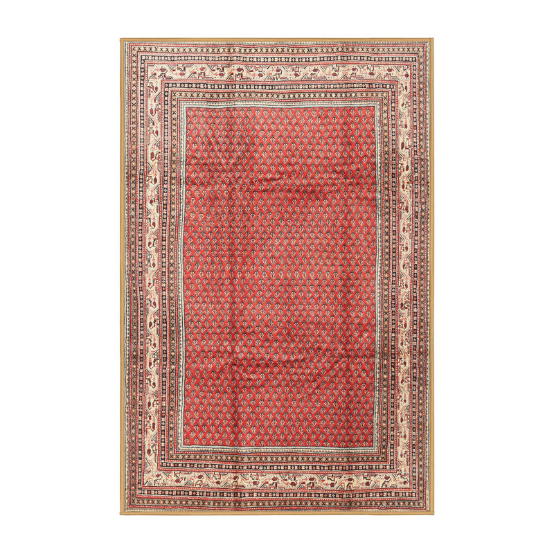 Tapis en laine rouge / beige, Rectangle 7 pi x 10 pi