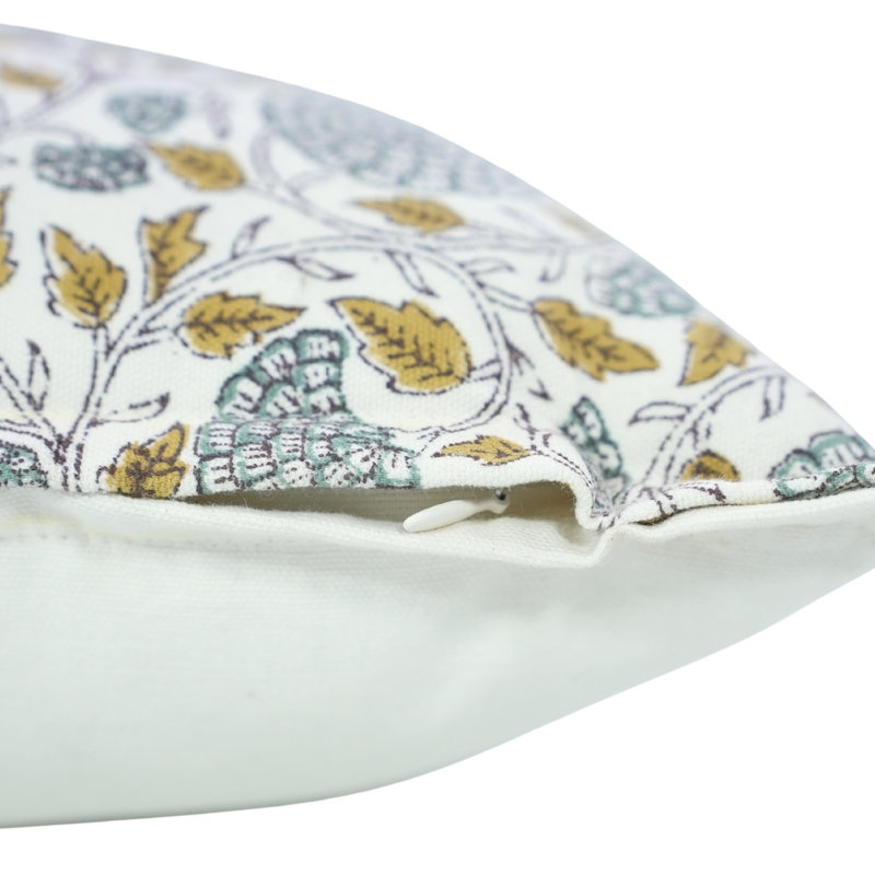 Housse de coussin en coton à imprimé fleuri double Fab Fabine - Karwacauth, Rectangle H 12 po x l 20 po
