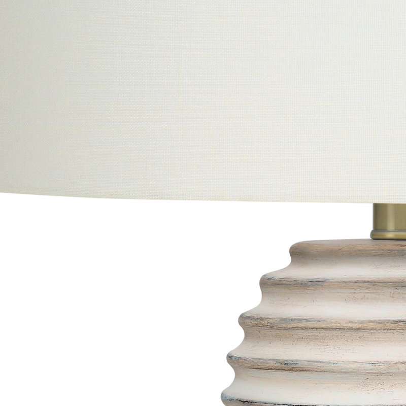 Lampe de table H 28 po, résine crème, abat-jour ivoire / crème, l 28 po x l 16 po x H 28 po