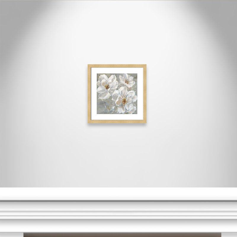 Summer Solstice I - peinture encadrée, Encadrement champagne, H 17,5 po x l 17,5 po x P 2 po