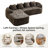 Chenille Boneless L-shaped Sectional Sofa With Curved Armrests And 4 Pillows, , Space-saving Compressed Design, Left-facing-1790057366