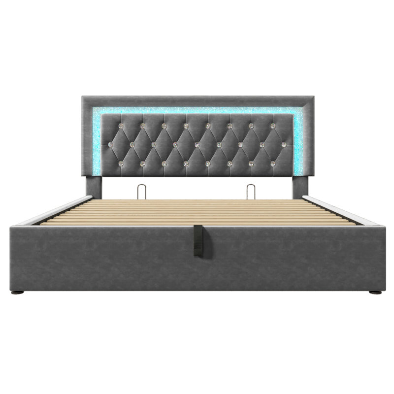 Upholstered Ottoman Storage Bed, Double (4'6), Grey